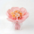 DIY pink ceramic flower bouquet material kit with handmade clay assembly pieces and wrapping paper for Valentine's Day Mother's Day and birthday gifts