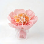 DIY pink ceramic flower bouquet material kit with handmade clay assembly pieces and wrapping paper for Valentine's Day Mother's Day and birthday gifts