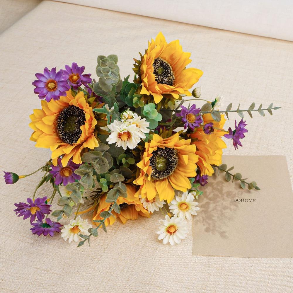 Artificial Sunflower Bouquet | Bridal Wedding Centerpiece Fall Arrangement Party Table & Home Decoration
