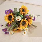 Artificial Sunflower Bouquet | Bridal Wedding Centerpiece Fall Arrangement Party Table & Home Decoration
