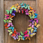 Butterfly Front Door Wreath | Red Orange Yellow Artificial Tulip Rattan Vine Door & Wall Mount Easter Spring Decor