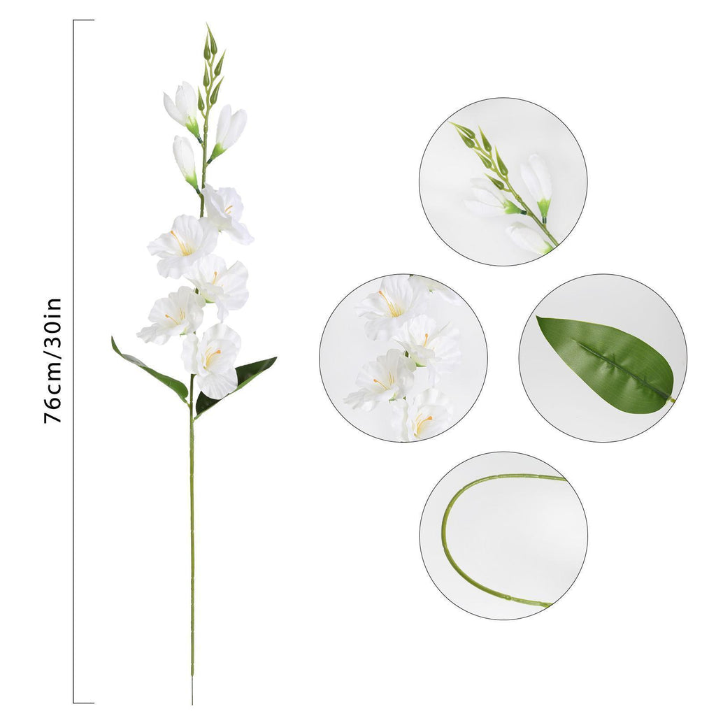 Faux Butterfly Orchid Real Touch Silk Flowers 10 Blooms Double Branch | Wedding Home Decor & Gift in White Pink Blue