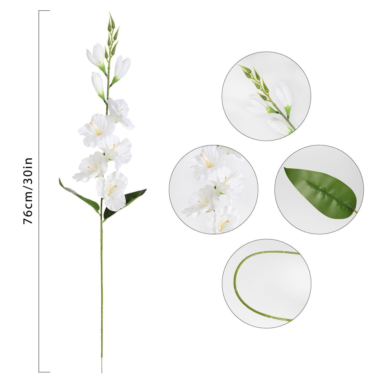 Faux Butterfly Orchid Real Touch Silk Flowers 10 Blooms Double Branch | Wedding Home Decor & Gift in White Pink Blue