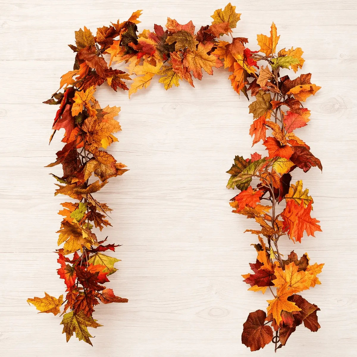 Artificial Fall Maple Leaf Garland | Autumn Vine Fake Foliage for Thanksgiving Halloween Home Decor