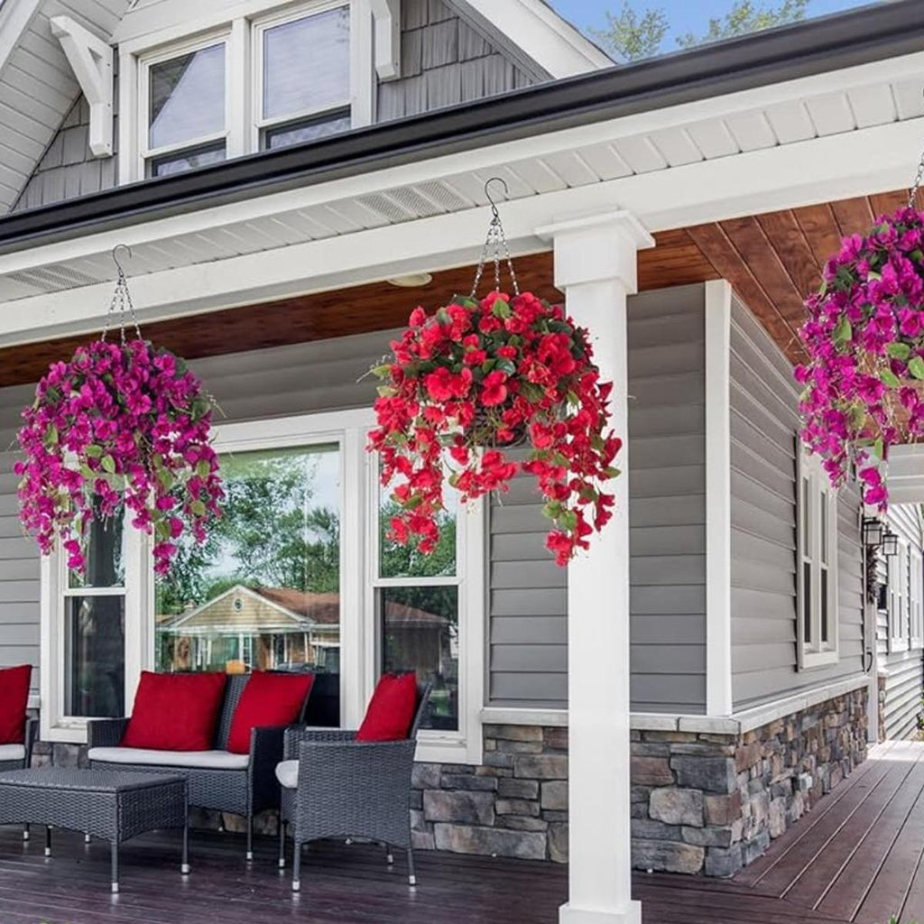 Uv resistant hibiscus flower hanging decor set of bundle for outdoor garden patio by IPOPU
