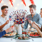 Red White & Blue Patriotic Floral Stems Set of 2 | 4th of July Memorial Day Party Table Centerpiece & Home Decor
