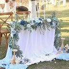 Artificial Silk Flower Garland | Wedding Table Runner Arch Wreath Chair Back & Home Decor in White Blue Pink Orange