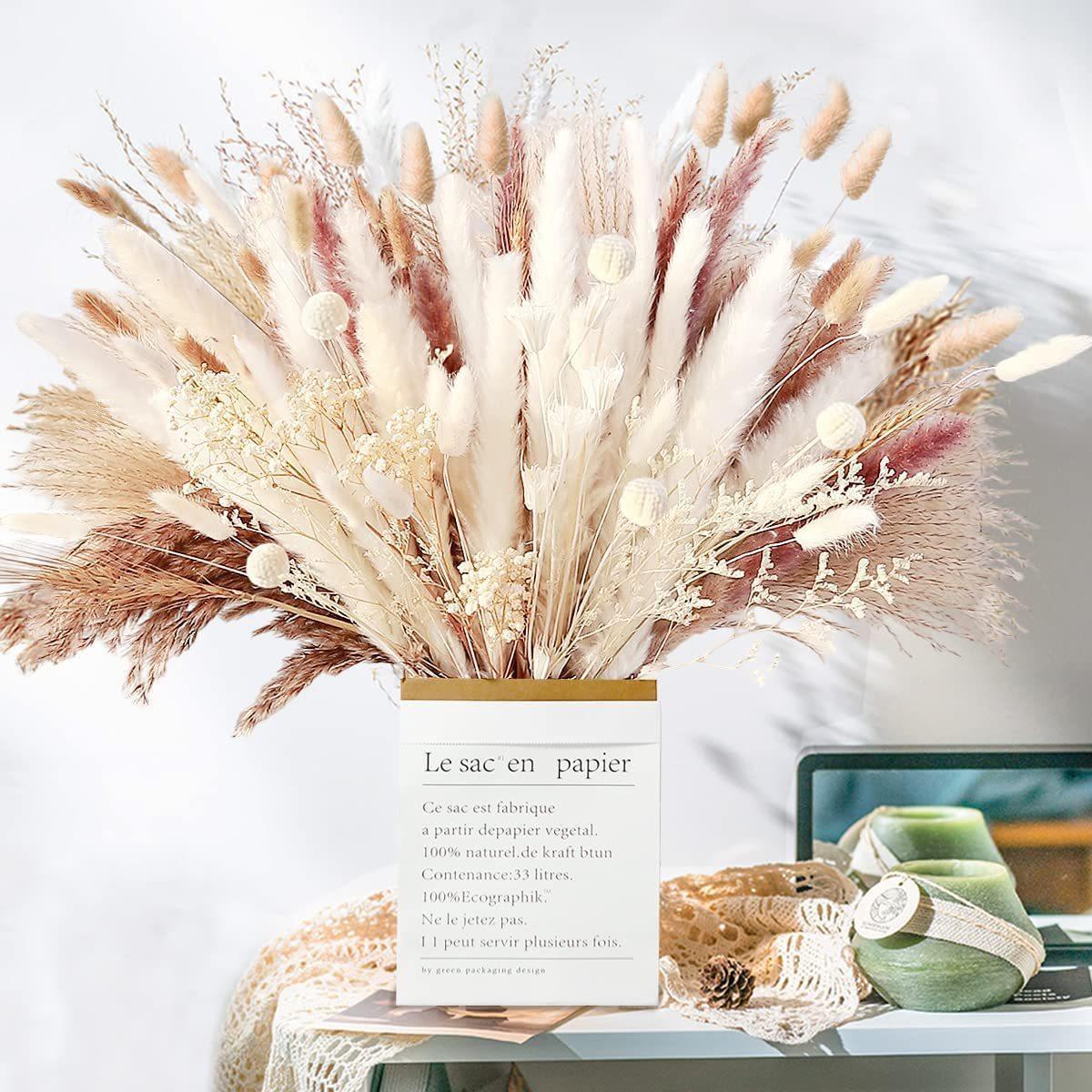 Natural Dried Pampas Grass Bouquet with Gift Box | Boho Home Wedding Farmhouse Nordic Decor