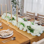 Faux Rose Flower Row Arrangements | Realistic Silk Flowers for Wedding Table Centerpiece & Reception in 4 Colors