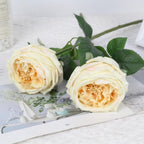 Real Touch Latex Rose Peony Stems 5pcs | Wedding Bouquet Party Valentine's Day & Home Decor in White Pink Purple Champagne Blue