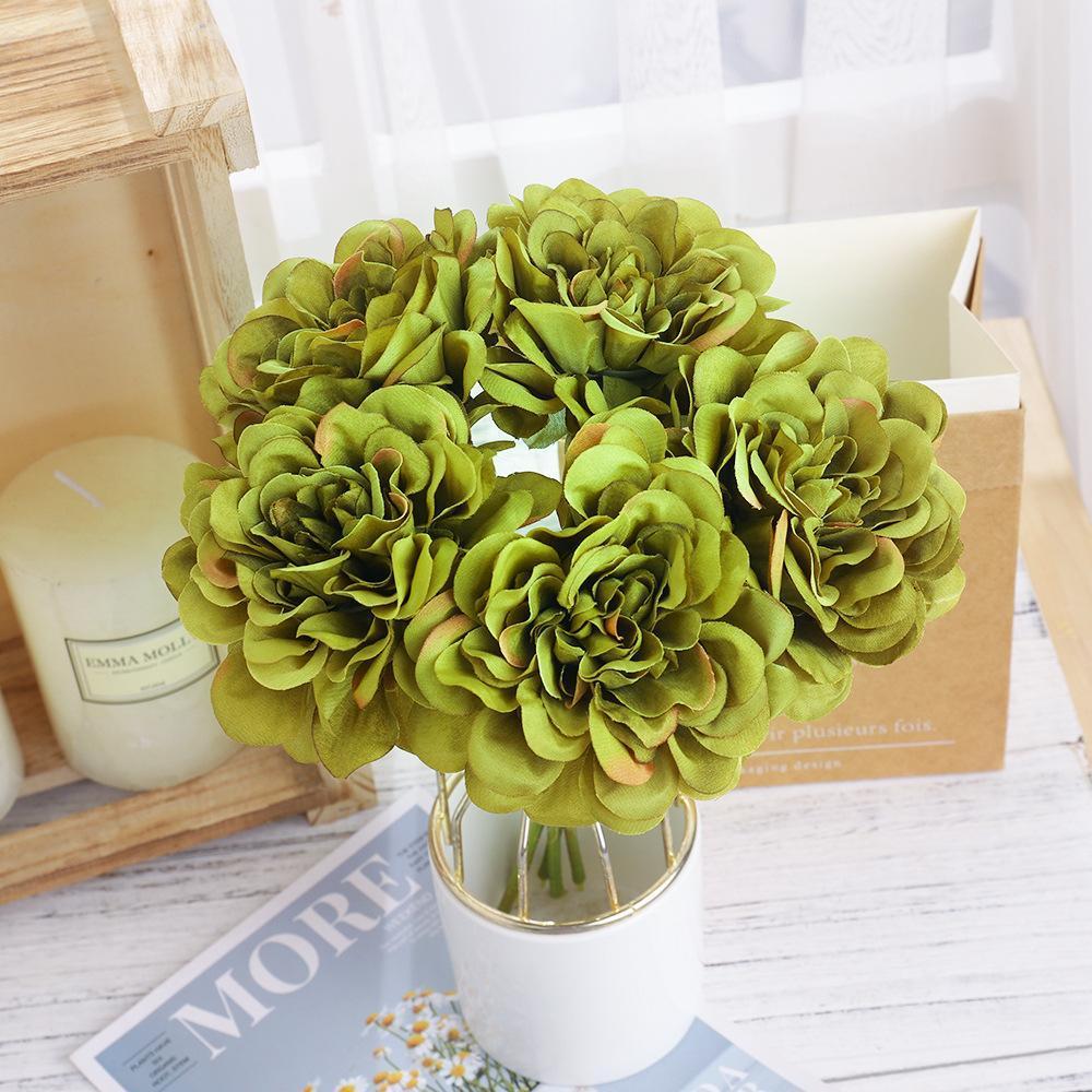 Artificial Peony and Hydrangea Bridal Bouquet 2pcs | Wedding Home & DIY Decor in White Blue Purple Grey Green Pink 7 Colors