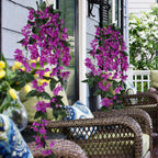 Artificial Bougainvillea Hanging Flowers 2pcs | UV Resistant Faux Garland for Outdoor Garden Porch Eave & Wedding Decor in Red Purple White Pink
