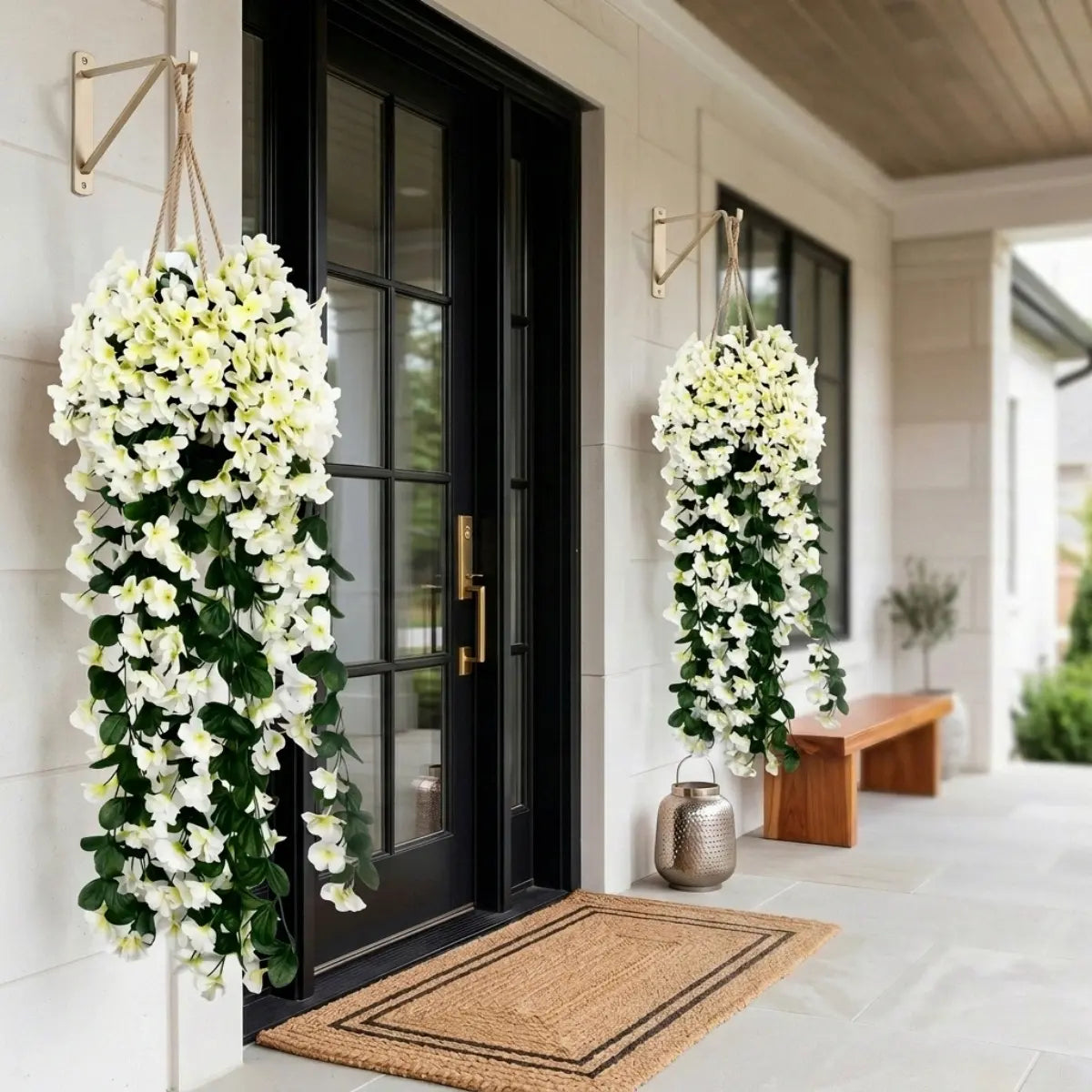 2 Pack Artificial Hanging Violet Orchid Flower Vines – Indoor Outdoor Home Décor