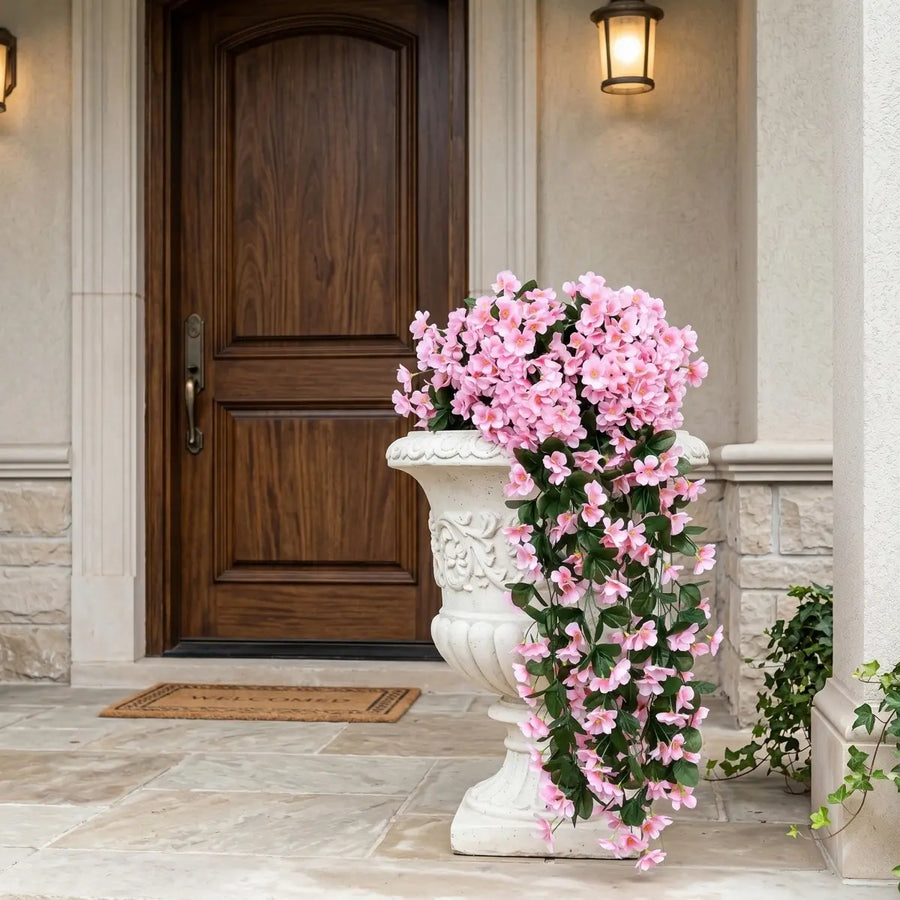 Artificial Pink Orchid Hanging Vines – Set of 2