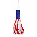 Heavy Duty American Windsock Set of 2 | 4th of July USA Patriotic Flag with Embroidered Stars for Outdoor Hanging