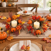 Fall Pumpkin & Berry Candle Rings – 4-Piece Set