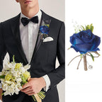 Groom & Groomsmen Boutonniere Brooch Set of 4 | Faux Pearl Wedding Lapel Flowers in Beige Red White Blue