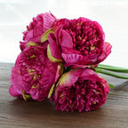 Artificial Peony Flowers | Bridal Bouquet Wedding Table Centerpiece & Home Vase Flowerpot Decor in Dark Pink Red White Light Pink Champagne