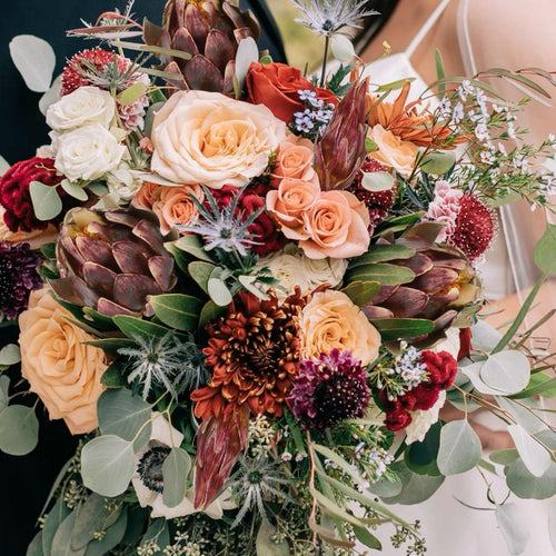 Artificial King Protea Flowers 2pcs 31 inch Stem | Wedding Centerpiece Home & Garden Decor in Burgundy Red