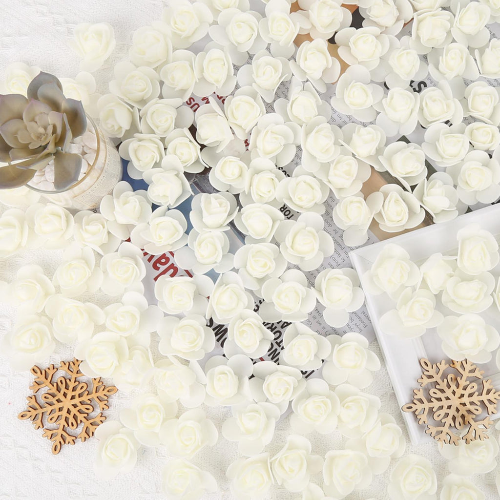Mini Foam Rose Heads Bulk 500pcs | DIY Wedding Bouquet Baby Shower Centerpiece & Party Home Decor in 12 Colors