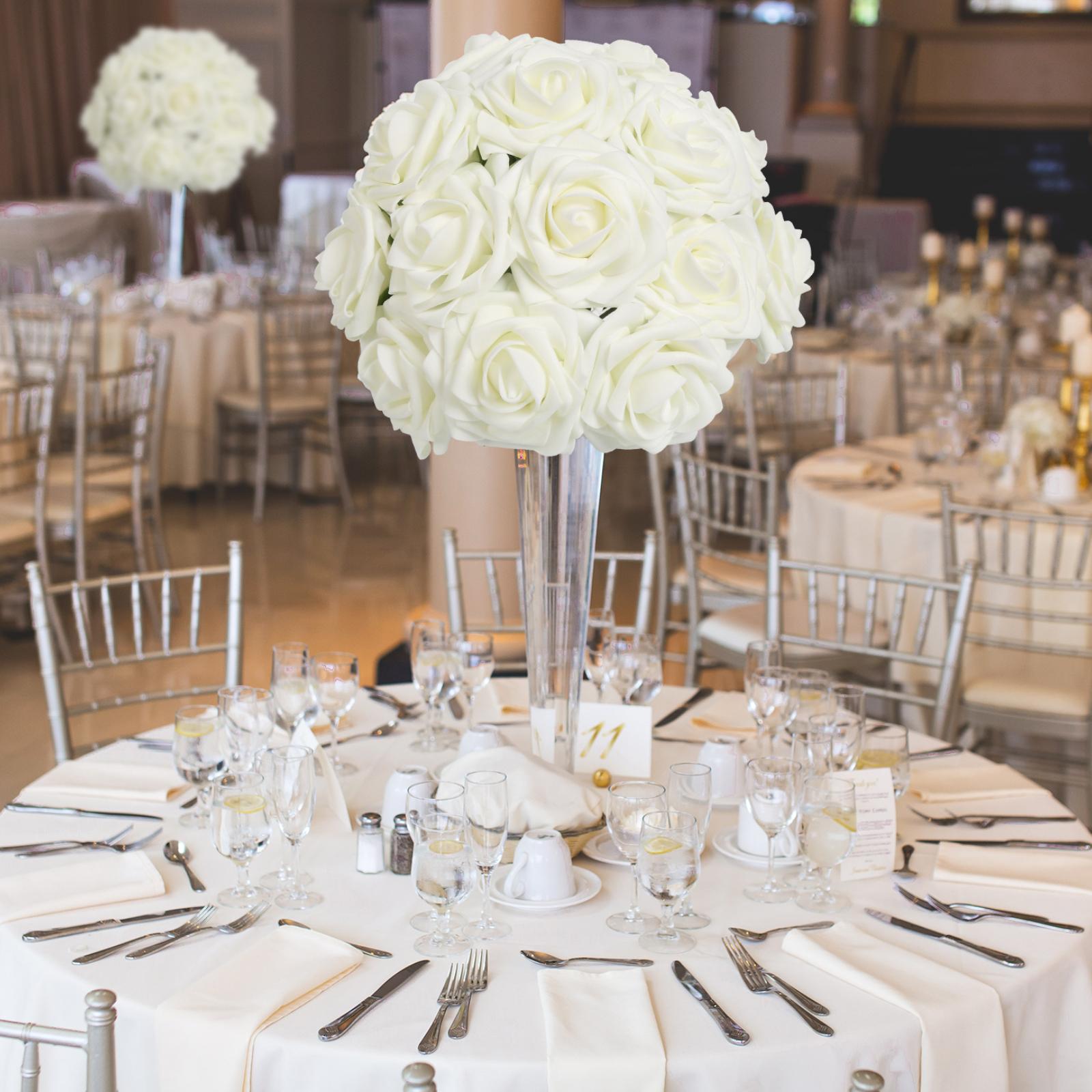 PE Foam Artificial Roses 50pcs 8cm | DIY Bridal Bouquet Wedding Centerpiece Home Party & Floral Decor in 10 Colors