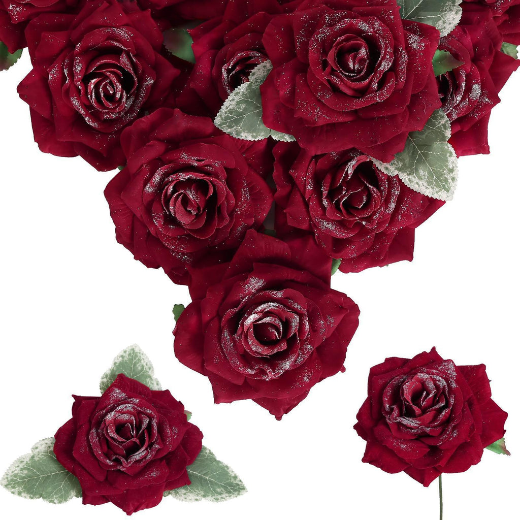 Artificial Velvet Roses 16pcs 4.3 inch | Wedding Bouquet Centerpiece Valentine's Day Home & Party Decor in 10 Colors