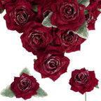Artificial Velvet Roses 16pcs 4.3 inch | Wedding Bouquet Centerpiece Valentine's Day Home & Party Decor in 10 Colors