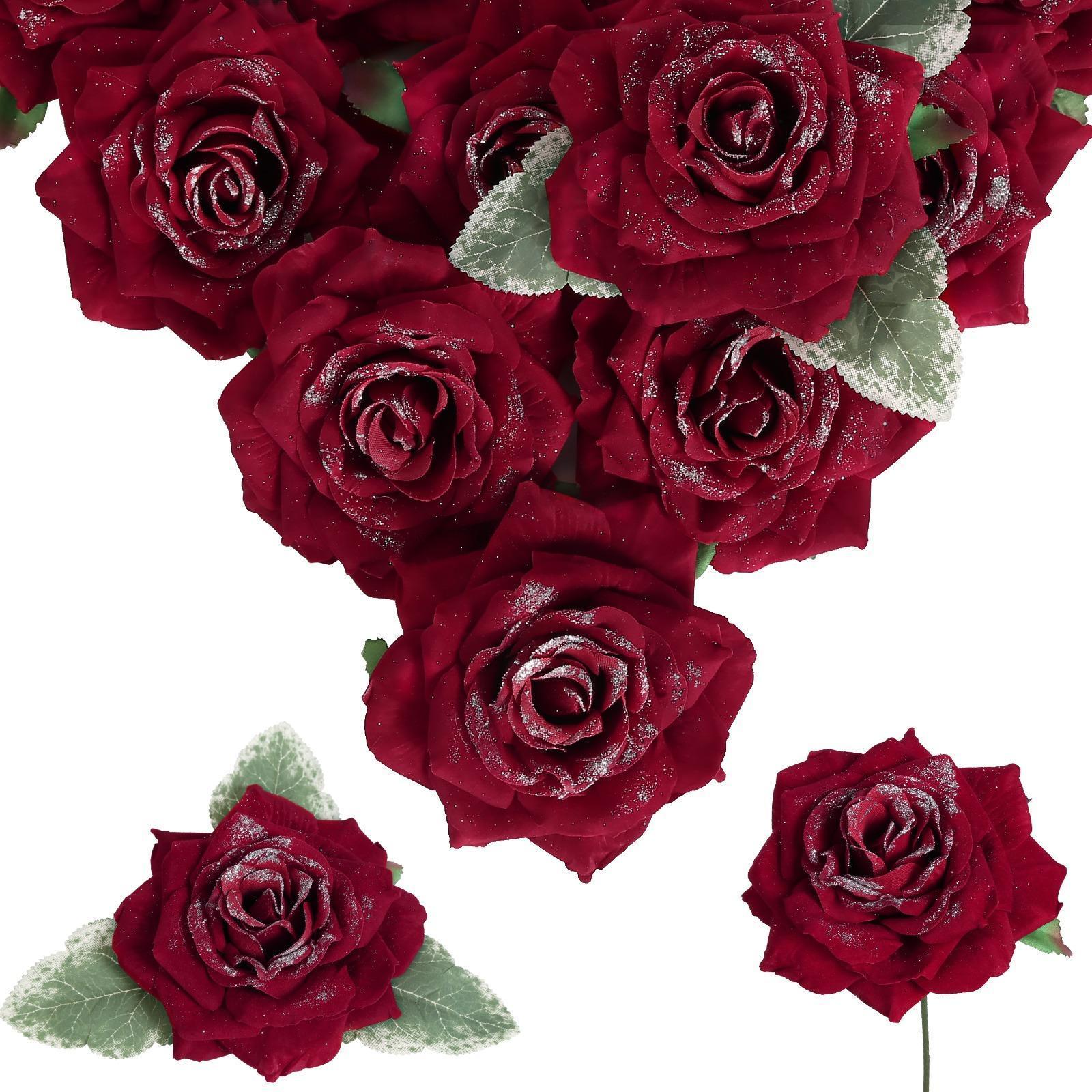 Artificial Velvet Roses 16pcs 4.3 inch | Wedding Bouquet Centerpiece Valentine's Day Home & Party Decor in 10 Colors