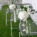 Artificial Flower Chair Decorations with Chiffon Ribbons 4pcs | Wedding Ceremony Banquet & Party Chair Decor in 10 Colors