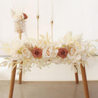 DIY wedding arch with artificial flowers for ceremony welcome sign decor