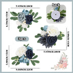 Terracotta Artificial Floral Cake Toppers 3pcs | Wedding Birthday Anniversary & Party Decor in White Blue Purple Orange