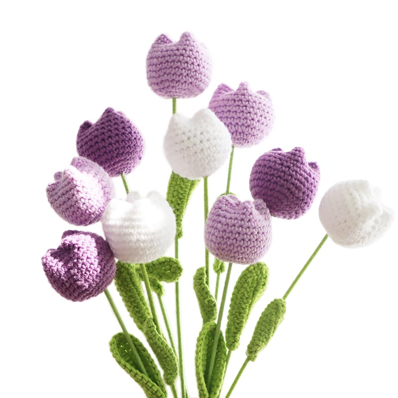 Handmade Crochet Tulip Bouquet 8pcs | Mother's Day Birthday Anniversary Home Decor & Gift in Red White Purple Pink Dark Pink Blue