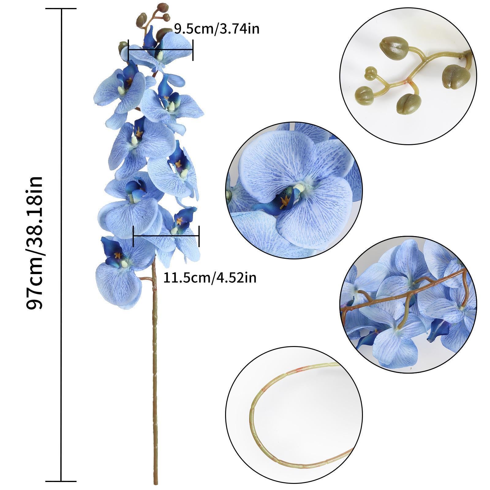 Velvet Orchid Artificial Flowers 6pcs 38 Inch Long Stem | Tall Vase Wedding Centerpiece & Home Decor in 13 Colors