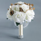 Rose Wedding Bouquet for Bride & Bridesmaid | Wedding Ceremony Prom & Party Decoration in White Red Orange Blue