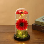 Sunflower Glass Dome Lamp with LED Lights | Eternal Sunflower Gift for Her Mother's Day Birthday Christmas