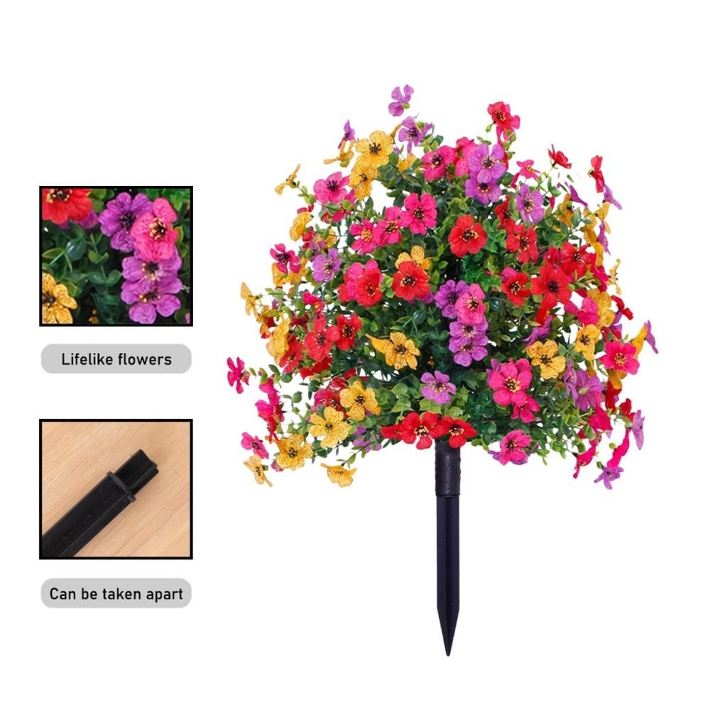 Outdoor Artificial Rose Bushes with Ground Garden Stake | Weather-Resistant Faux Flowers for Garden Yard Patio & Pathway Decor