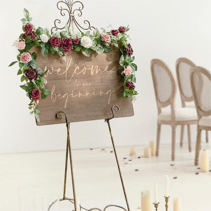 5FT Artificial Rose Flower Runner Rustic Garland | Wedding Table Ceremony Arch Boho & Party Decor in Orange
