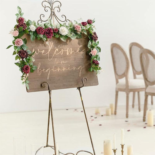 5FT Artificial Rose Flower Runner Rustic Garland | Wedding Table Ceremony Arch Boho & Party Decor in Orange