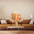 Dried Natural Pampas Grass 100pcs Boho Bouquet | Fall Thanksgiving Wedding Home & Party Decor in Orange