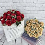 18-Head Artificial Ice Heart Corner Rose Bouquet | Valentine's Day Wedding Home Desktop & DIY Decor in Red Pink White Yellow