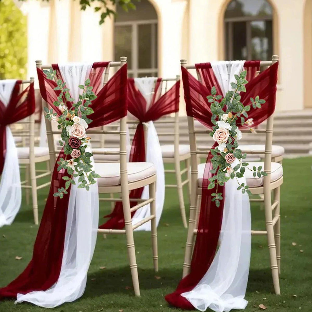 Pew Flowers Aisle Floral Swag 2pcs for modern wedding decor by IPOPU