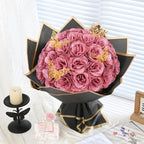 DIY Glitter Rose Bouquet Gift Set 24pcs | Graduation Birthday Gift with Stickers Ribbons Butterflies Crown in 7 Colors (Assembly Required)