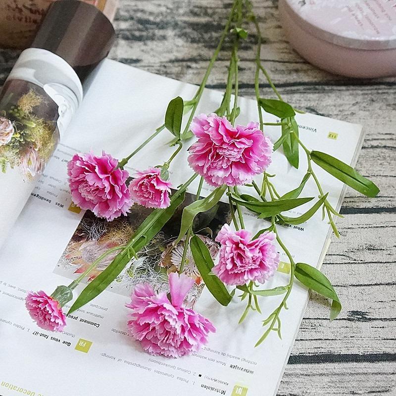 Artificial Carnation Flowers with Stems 2pcs | Wedding Home Table Centerpiece & Floral Arrangement in White Yellow Red Pink 6 Colors