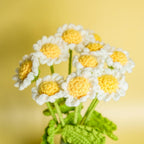 Handmade Crochet Sunflower Daisy Artificial Flowers 6pcs | Flocked Daisy Bouquet for Wedding Bedroom Centerpiece & DIY Decor in Pink White Purple Blue