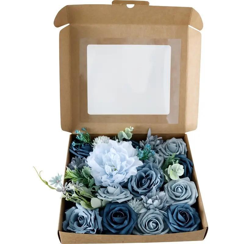 Bulk navy blue artificial flowers with stems for wedding and DIY decor
