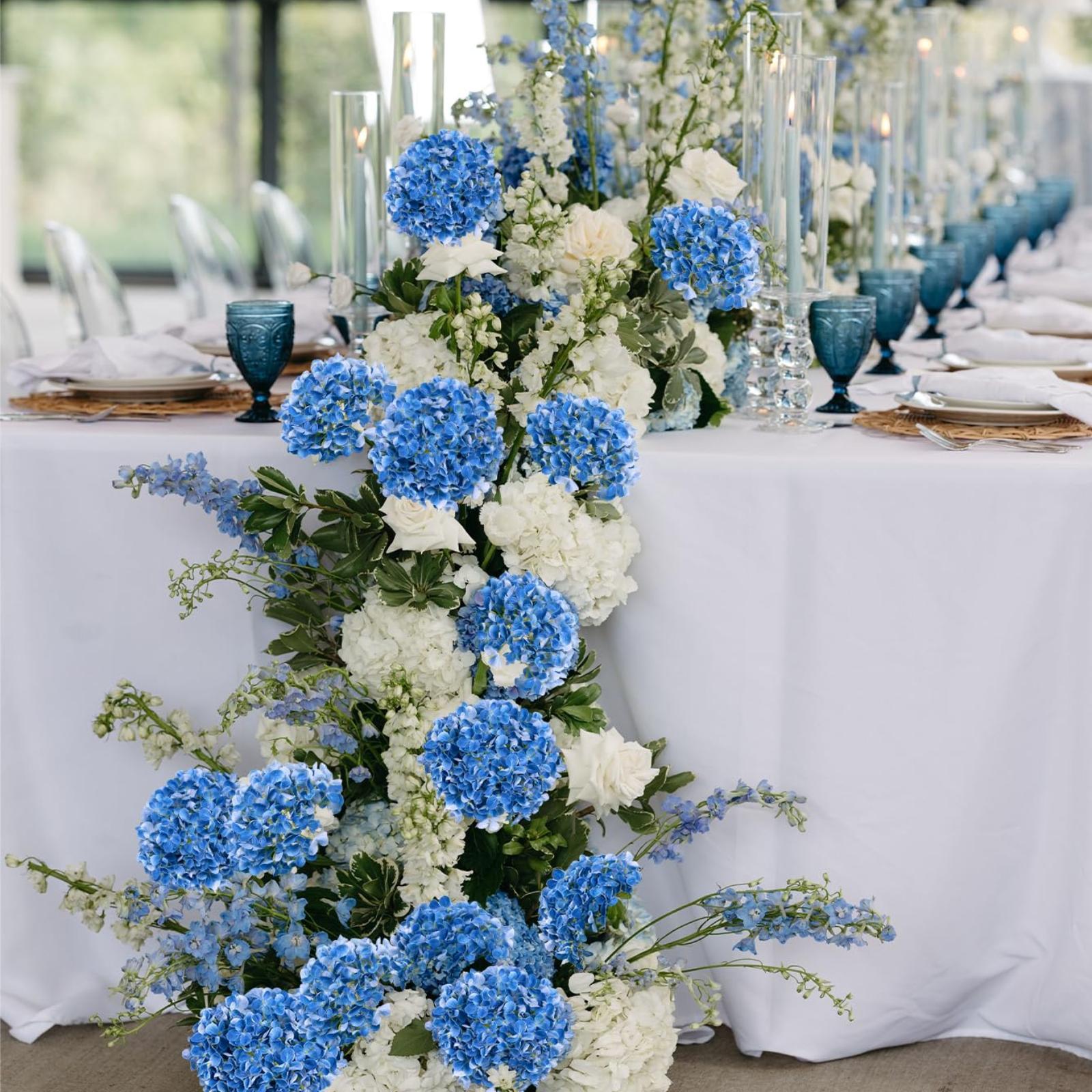 Hydrangea Artificial Flowers 4pcs 17 inch | Home Decor Wedding Party Centerpiece & Holiday Arrangement in Orange Purple Blue Pink White