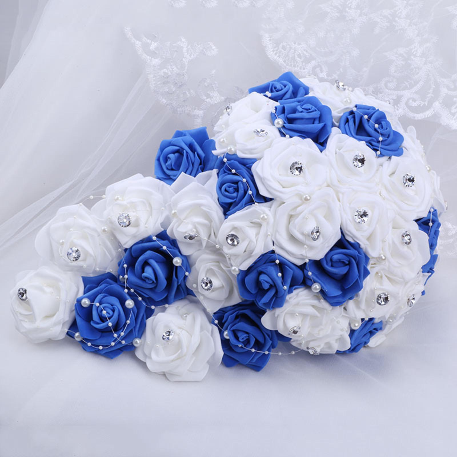 PE Foam Pearl Rhinestone Bridal Bouquet | Wedding Bridesmaid Church Ceremony & DIY in White Blue Black Pink Red