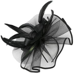 Women's Flower Headband with Veil & Feather Hair Clip | Tea Party Wedding Cocktail Headwear in 3 Colors