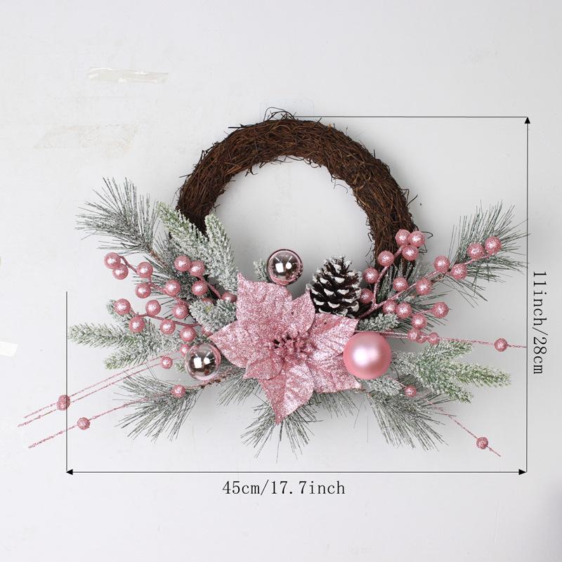 Christmas wreath for front door arranged for pine cone bow ball by IPOPU