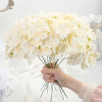 Real Touch Faux Hydrangea Flowers with Stems 10pcs | Wedding Home Party Easter & Graduation Decor in Beige White Pink Blue 8 Colors